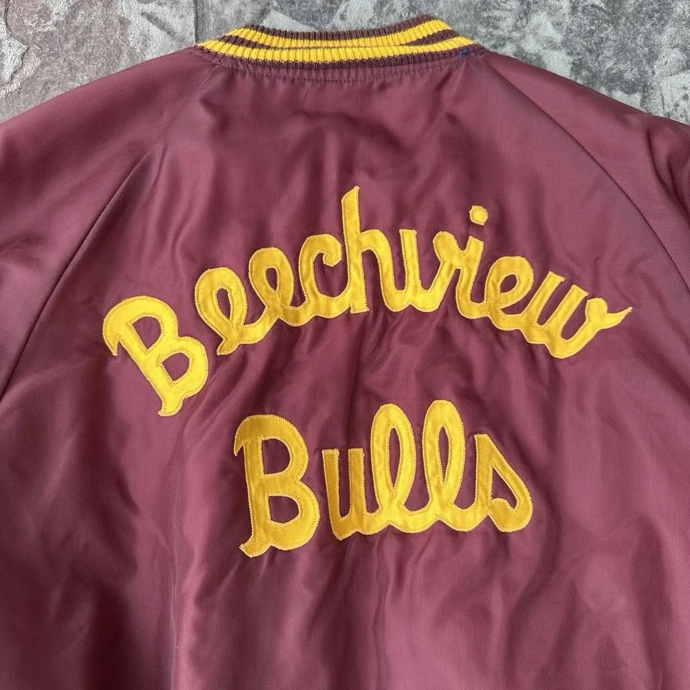 Vintage Butwin Men's‎ Large Varsity Jacket Maroon Football Beechview Bulls